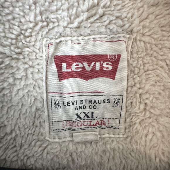 Levis Shirt Jacket Mens 2XL Gray Sherpa Lined Button Up Workwear Western Shacket - Picture 2 of 16
